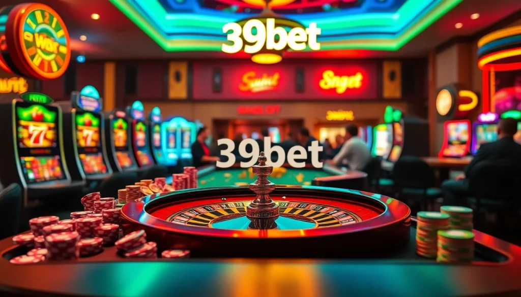 39bet brings the excitement of roulette and poker chips at a vibrant casino.