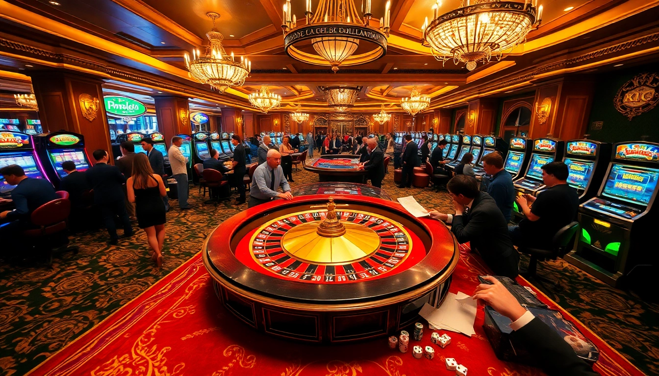 "Experience the thrill of KJC casino with players at the roulette table, high stakes, and exciting betting action."