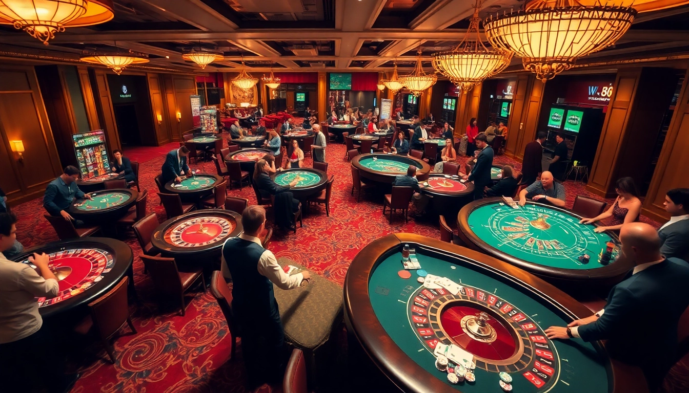 Experience the thrill of gambling at WW88 with players at roulette and blackjack tables.