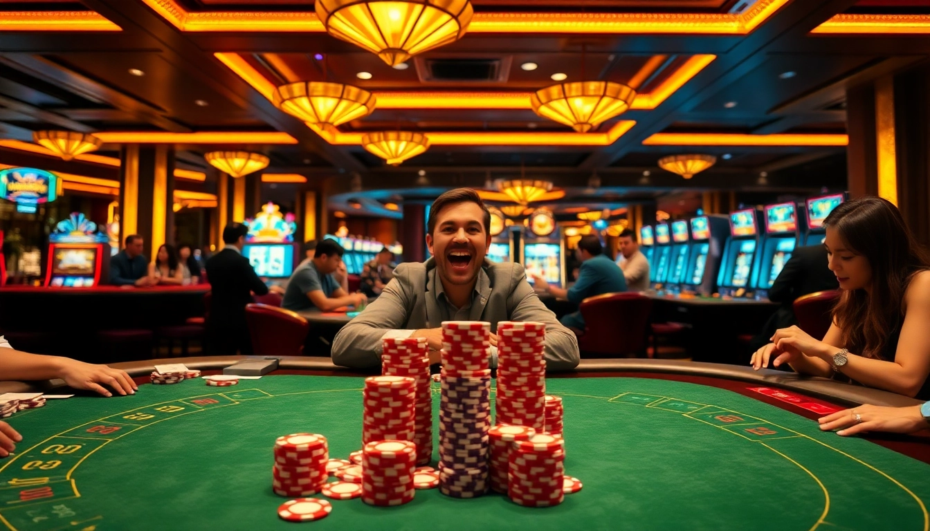 Experience high-stakes gaming at https://mm88pro.cn.com featuring players engaged in thrilling casino games with vibrant chips and tables.