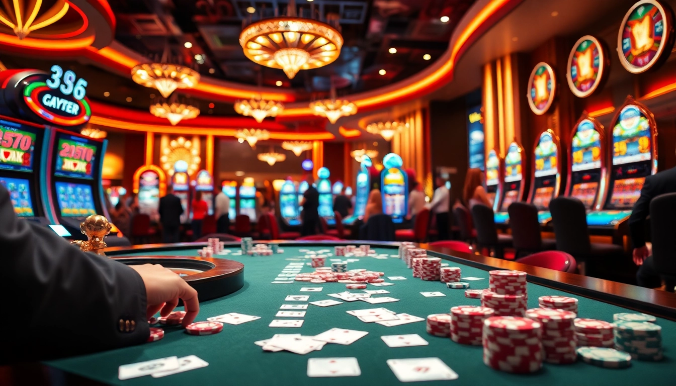U888 gaming table with players immersed in thrilling card games in a vibrant casino setting.