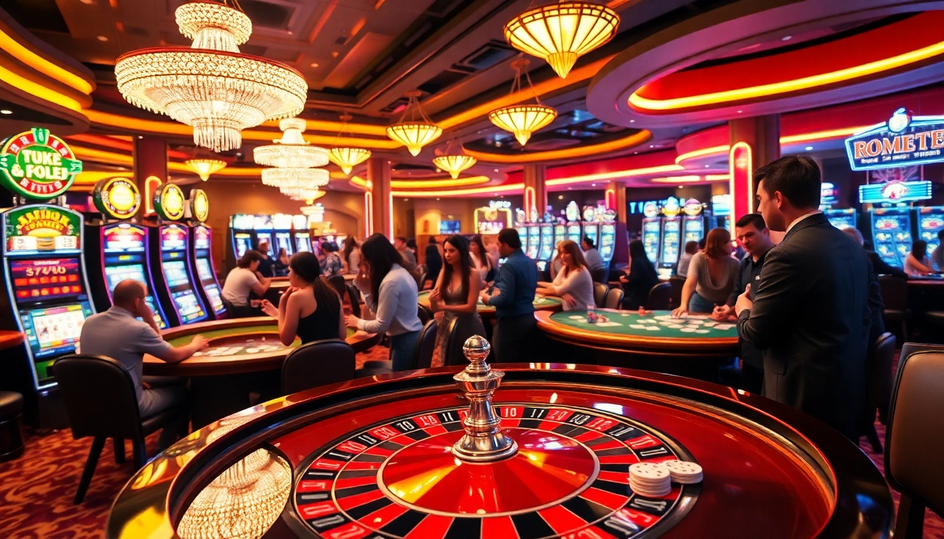 Players enjoying vibrant entertainment at nhà cái qq88 casino tables with cards and chips.