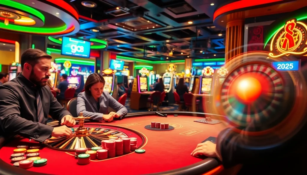 Intense poker gameplay featuring players winning big with go 8 strategy in a lively casino atmosphere.