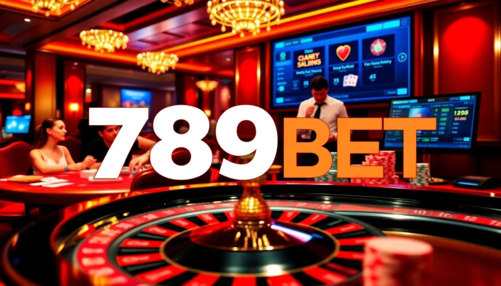 Experience the excitement of 789BET with engaging casino activities featuring dynamic roulette and poker chip actions.