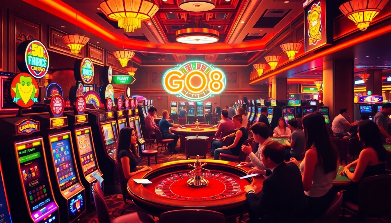 GO8 casino players engaged in thrilling games at immersive gambling tables.