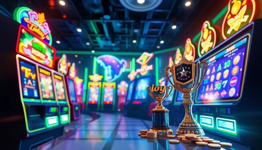 Exciting online slot hoki gaming environment with vibrant machines and immersive atmosphere.